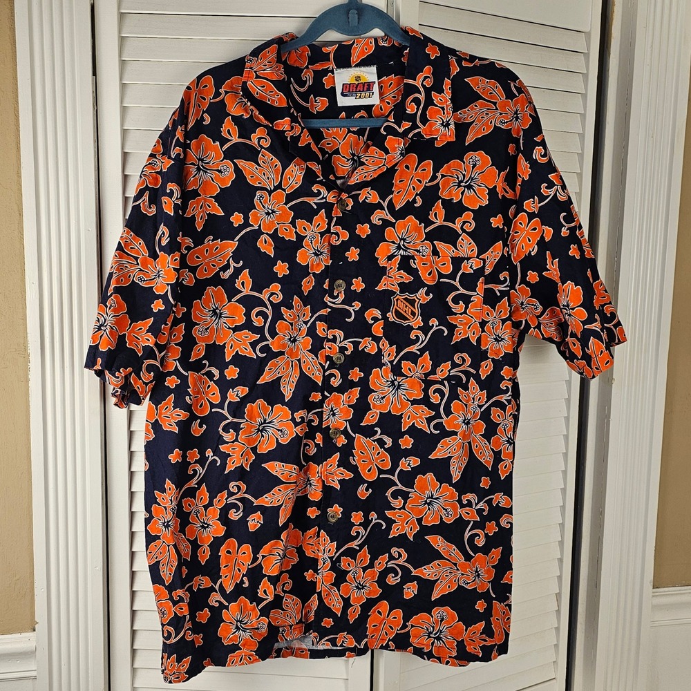 Vintage 2001 NHL Draft Florida Hawaiian Short Sleeve Button Down Camp Shirt XXL